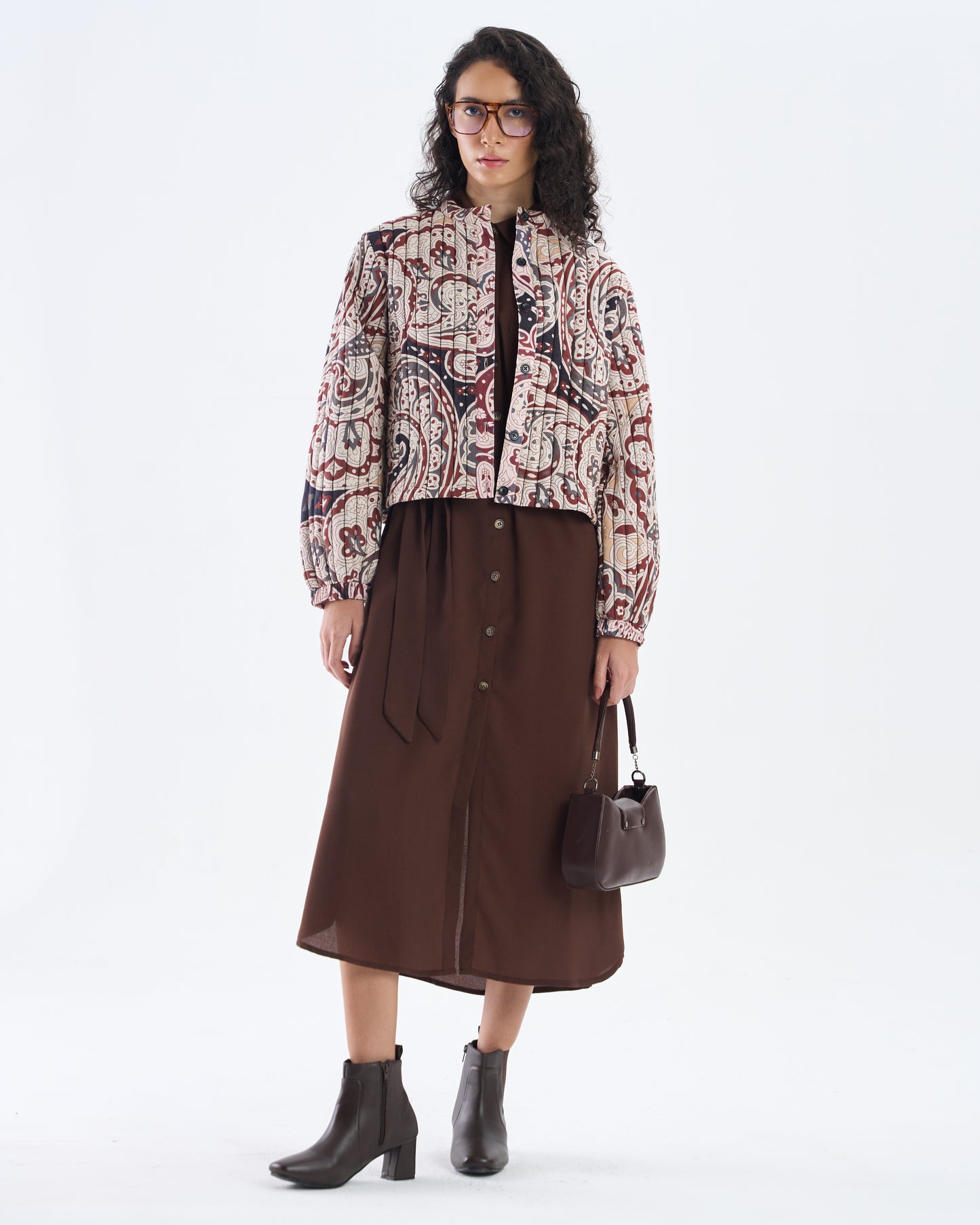 Chaqueta acolchada bohemia con estampado paisley