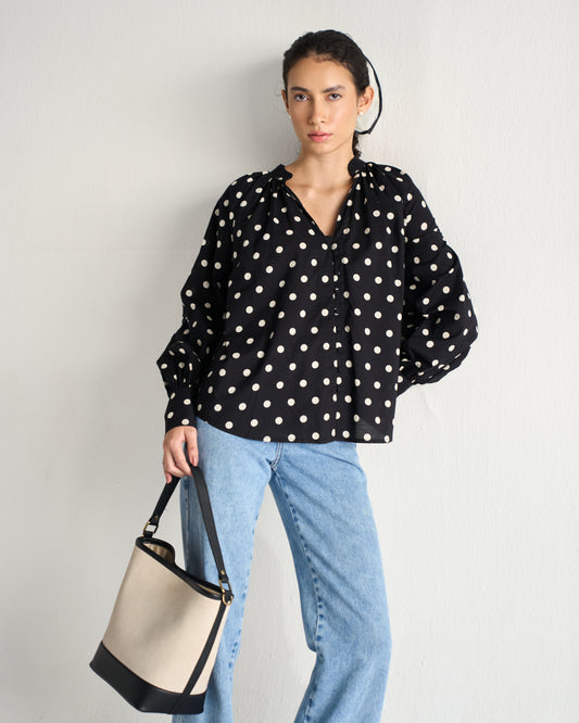 Classic Black Polka Dot Blouse