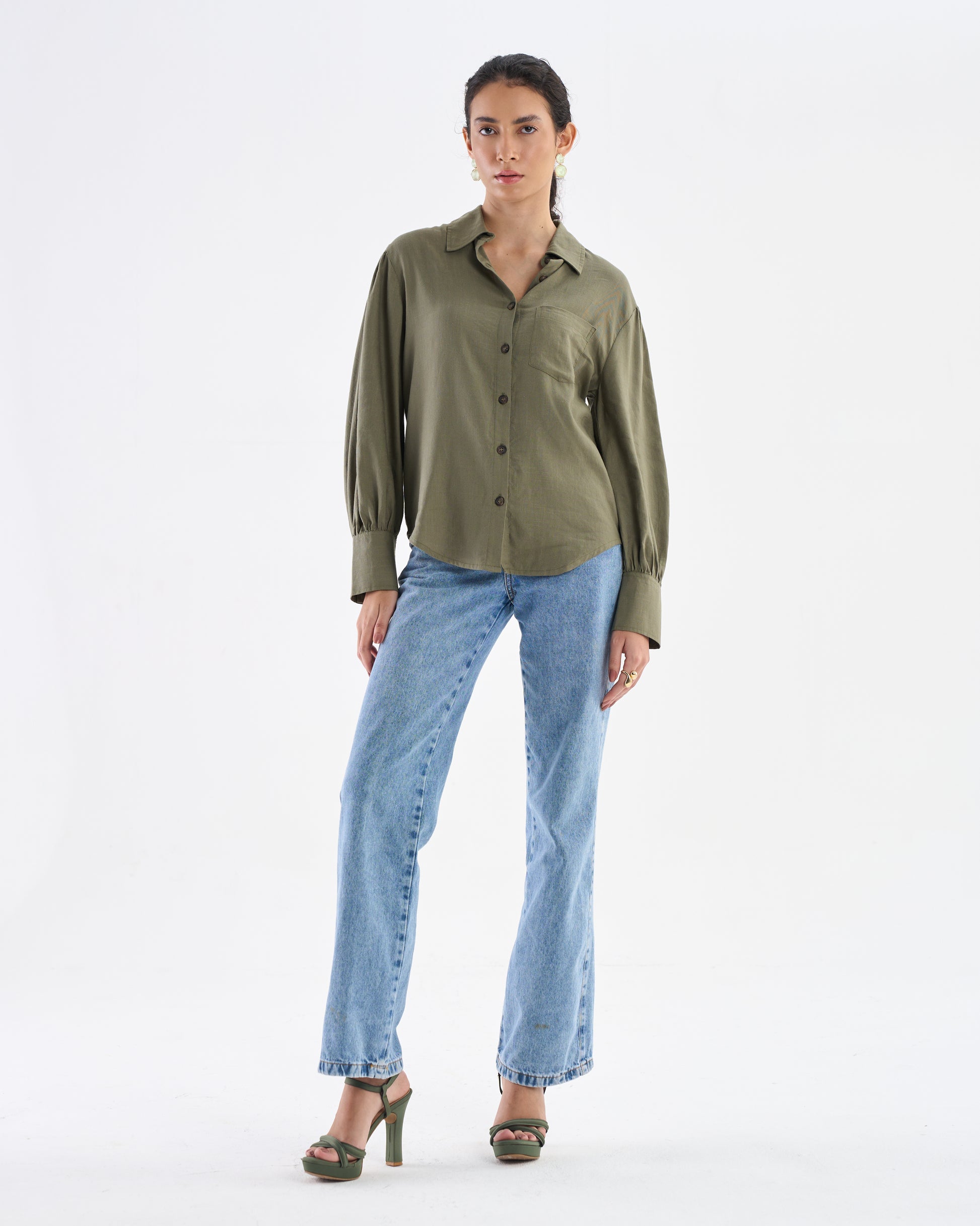 Chemise décontractée vert olive