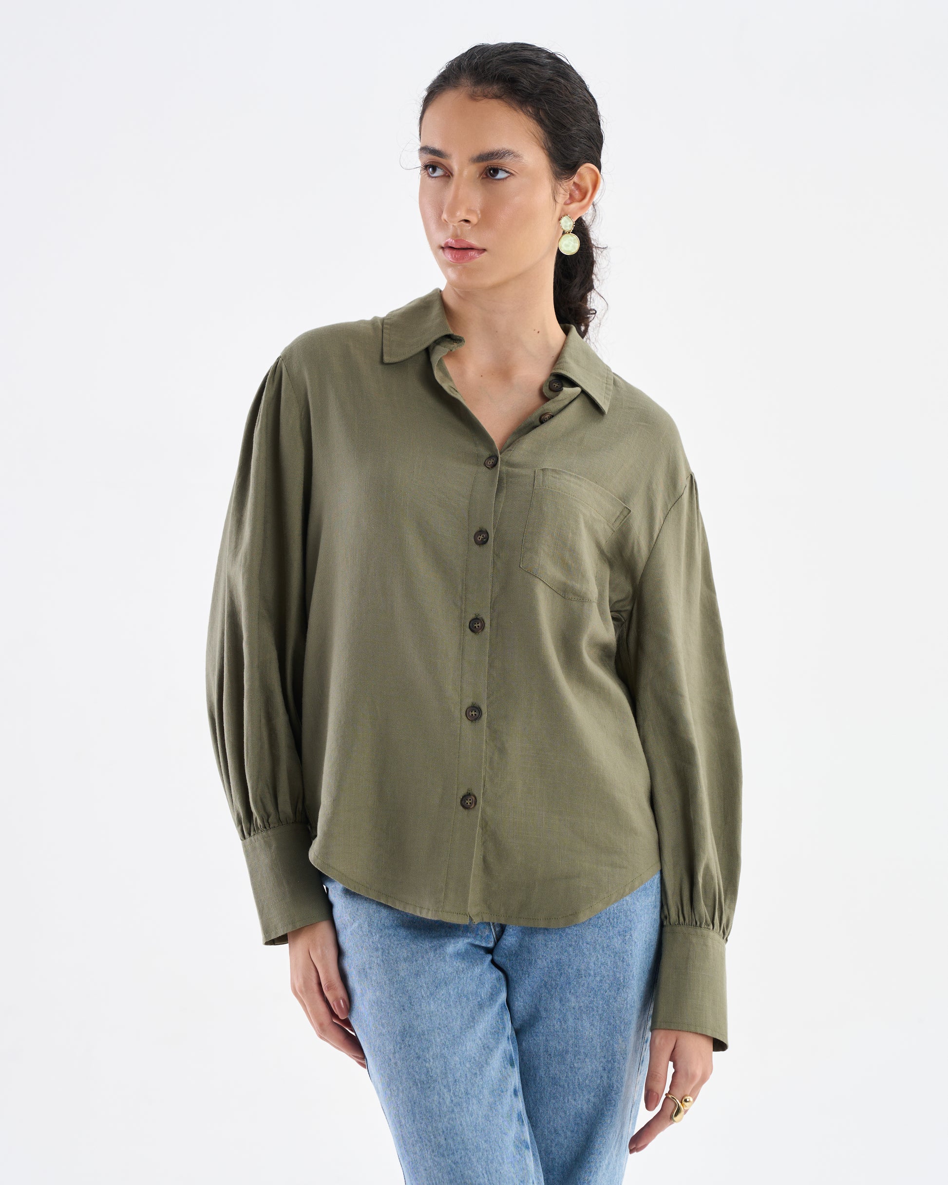 Chemise décontractée vert olive