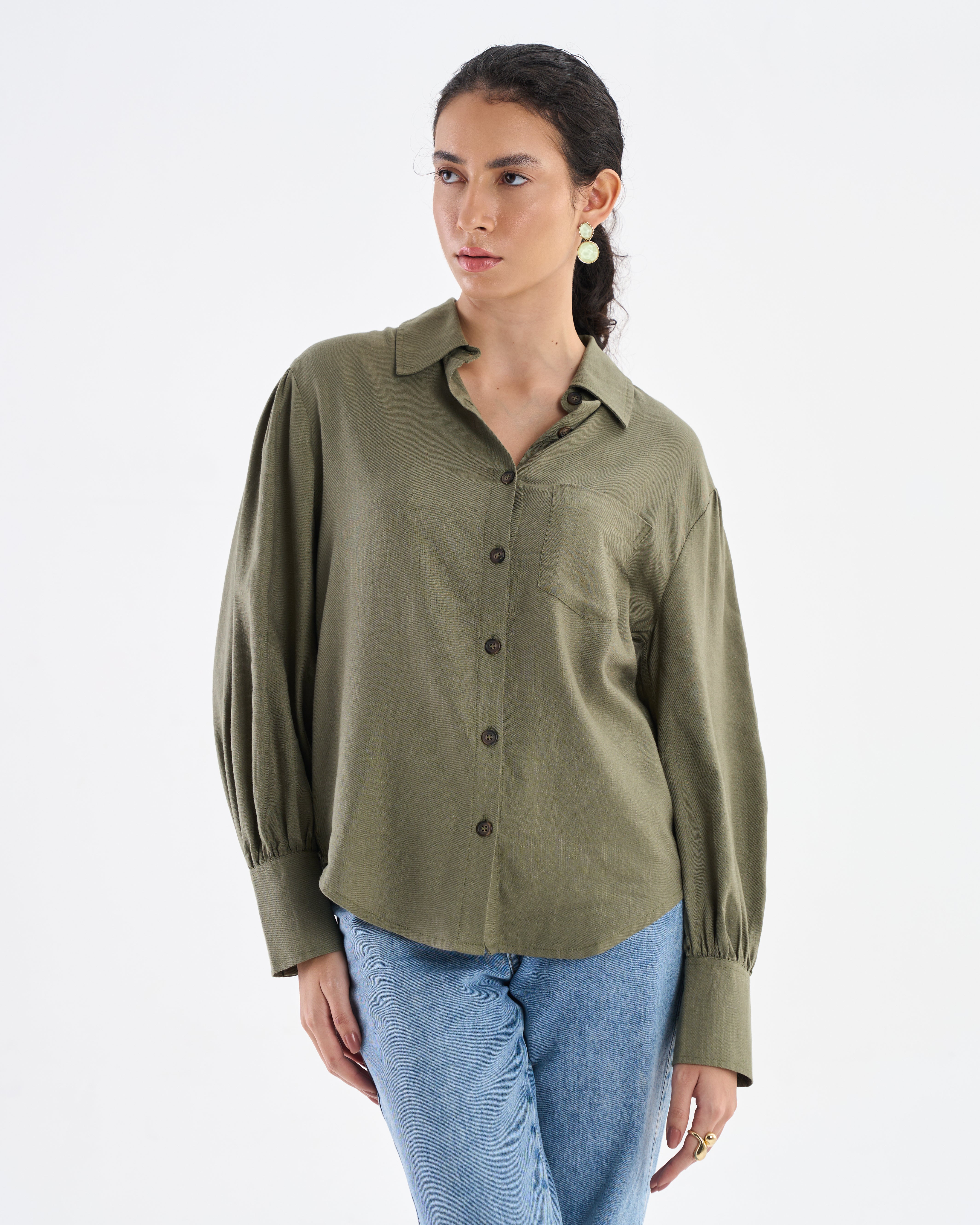 Olive Green Relaxed Shirt