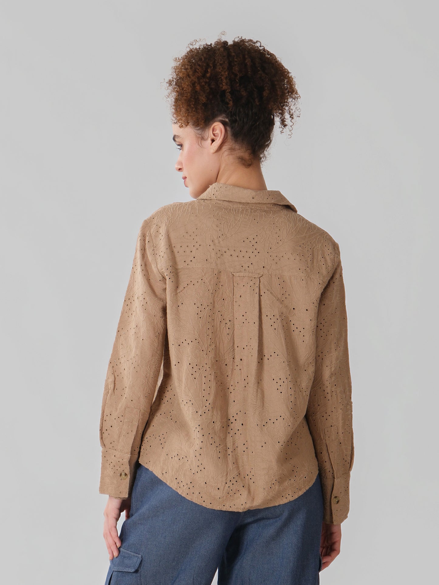 Light Brown Schiffli Shirt
