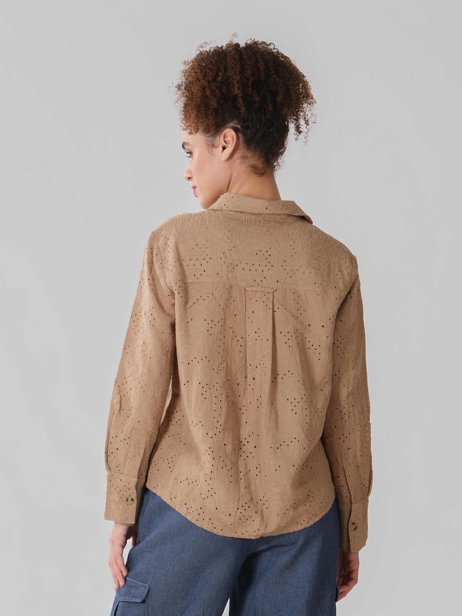 Light Brown Schiffli Shirt