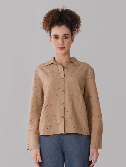 Light Brown Schiffli Shirt